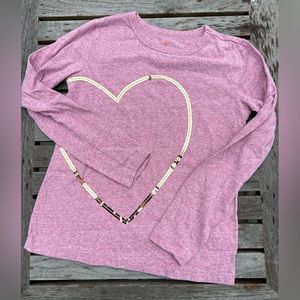 Crewcuts Girls' long-sleeve T-shirt with gold sequin heart Pink Heather Size 10